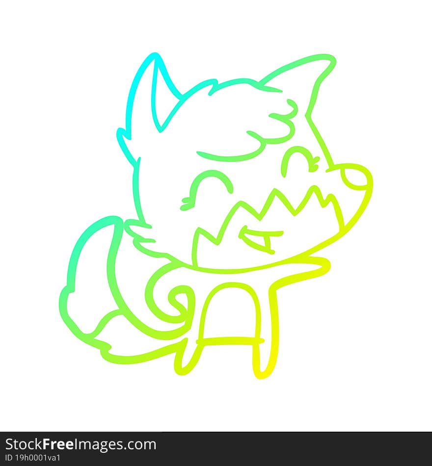 cold gradient line drawing happy cartoon fox