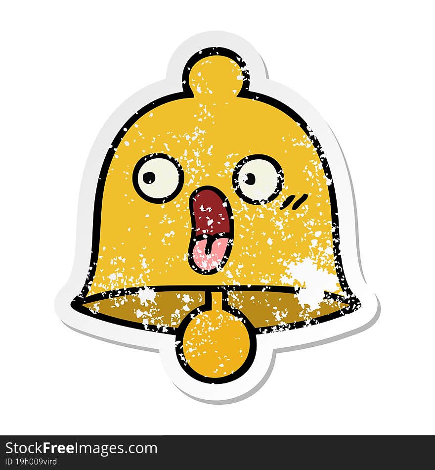 Distressed Sticker Of A Cute Cartoon Bell