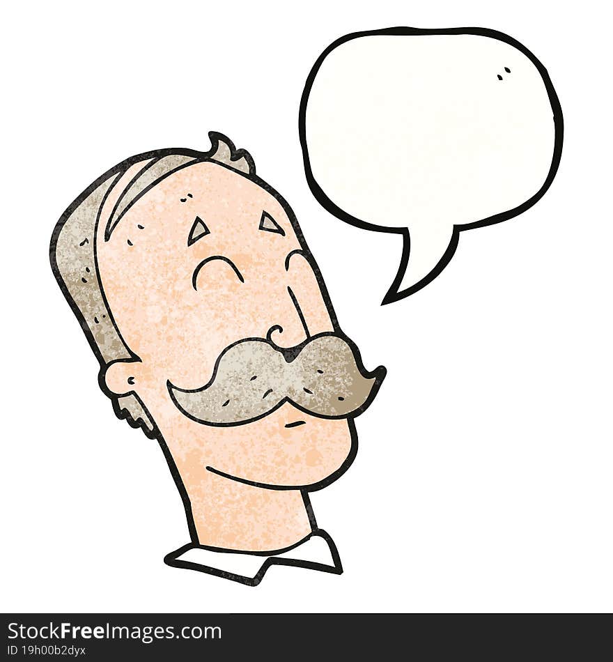 Speech Bubble Textured Cartoon Ageing Man With Mustache