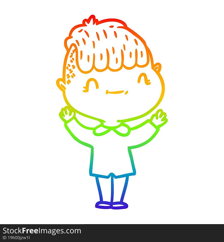 rainbow gradient line drawing cartoon friendly boy