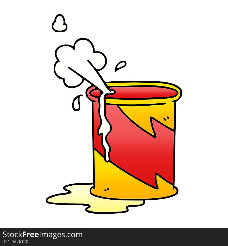 quirky gradient shaded cartoon exploding oil can