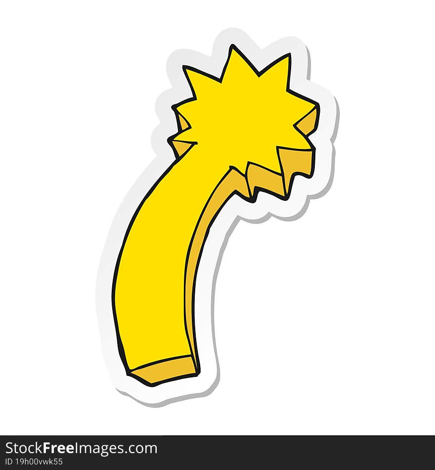 sticker of a cartoon shooting star symbol