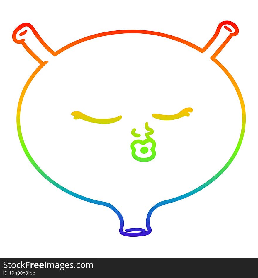 rainbow gradient line drawing of a cartoon bladder