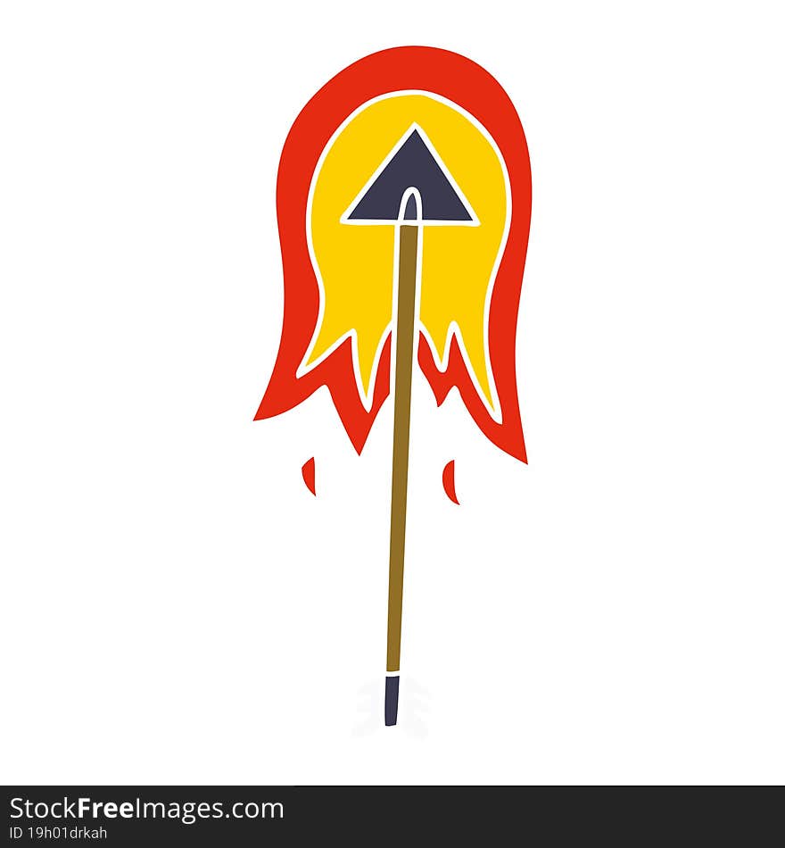 quirky hand drawn cartoon burning arrow