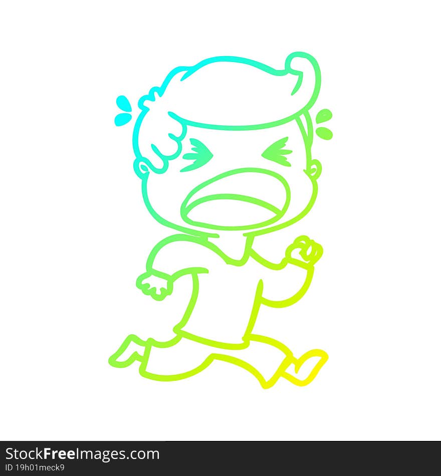 cold gradient line drawing of a cartoon shouting man