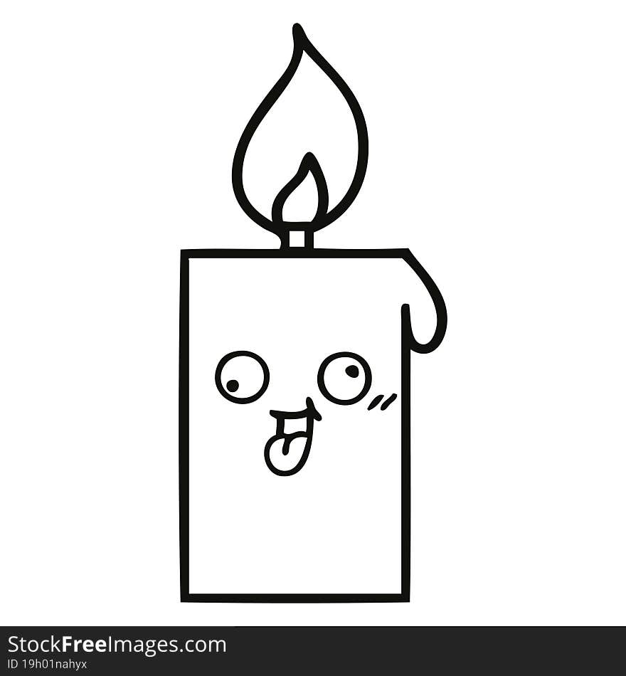 line drawing cartoon of a lit candle