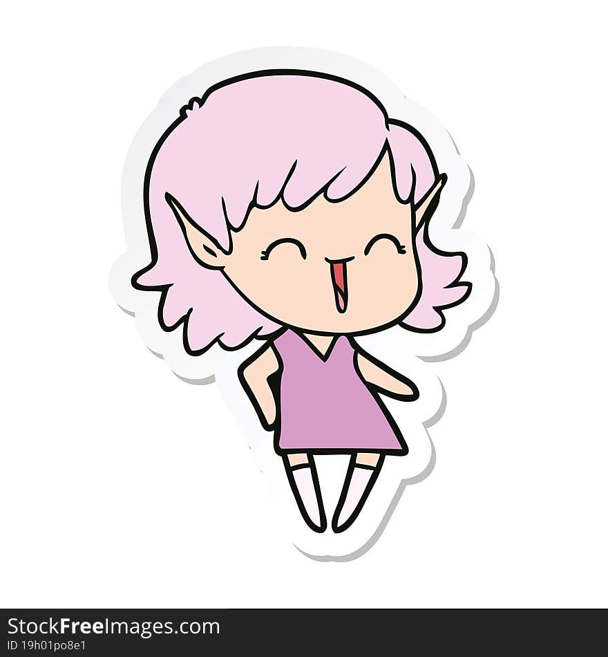 sticker of a cartoon elf girl