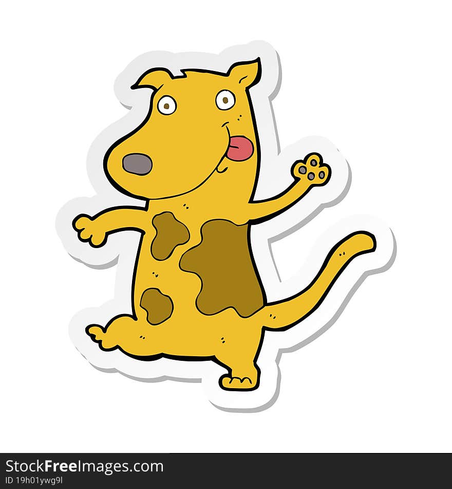 sticker of a cartoon happy dog