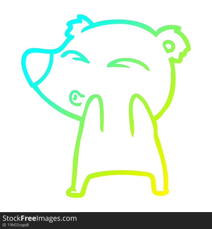 Cold Gradient Line Drawing Cartoon Whistling Bear