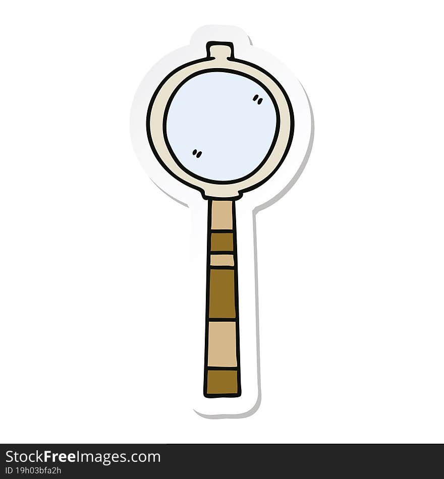 Sticker Of A Quirky Hand Drawn Cartoon Magnifying Glass