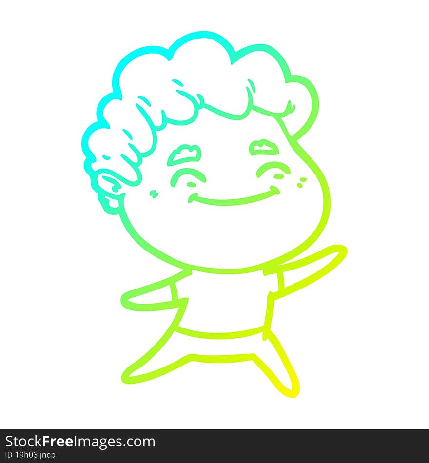 cold gradient line drawing cartoon friendly man