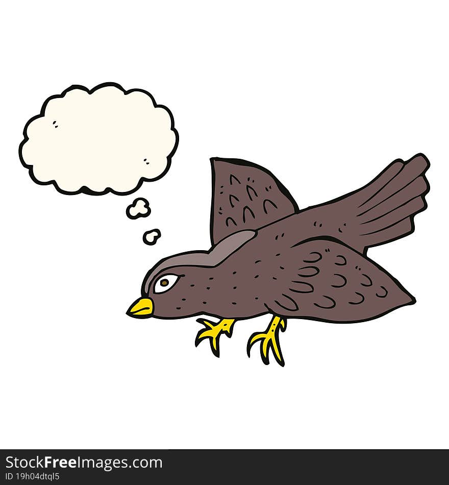 cartoon bird with thought bubble