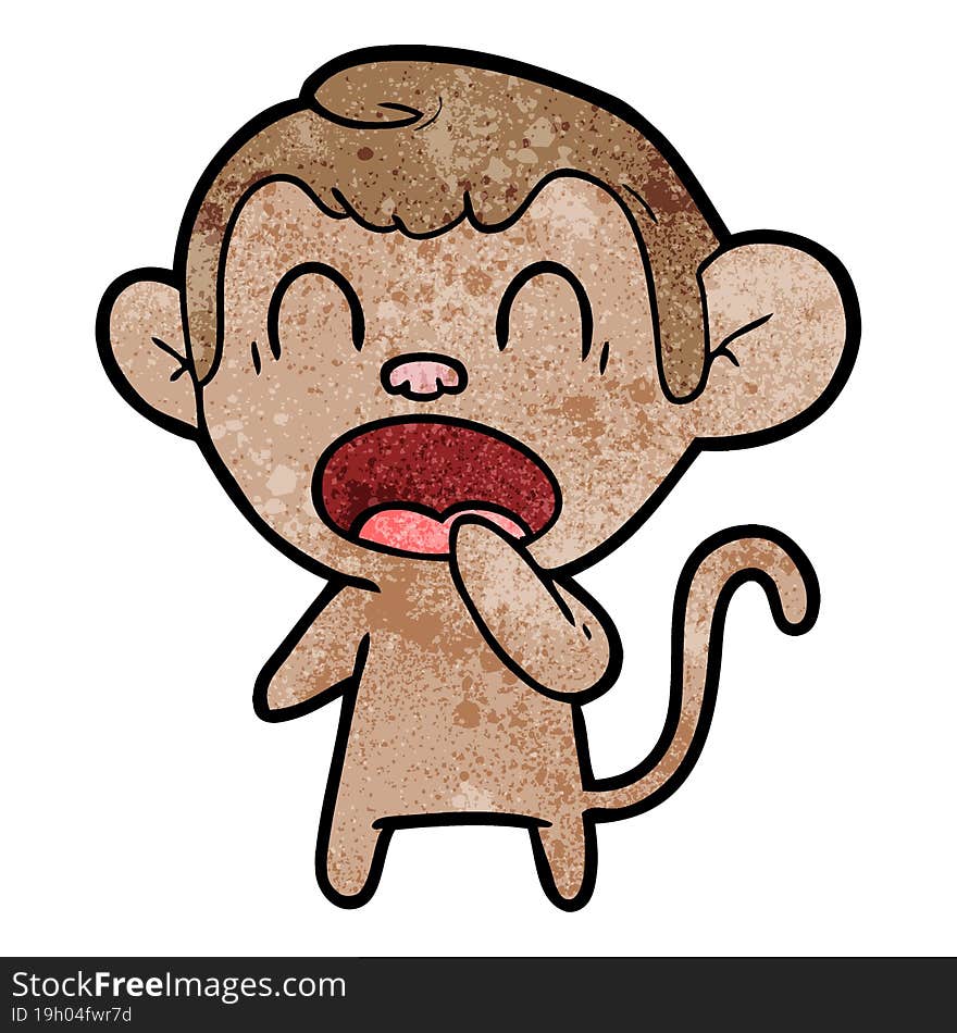 yawning cartoon monkey. yawning cartoon monkey