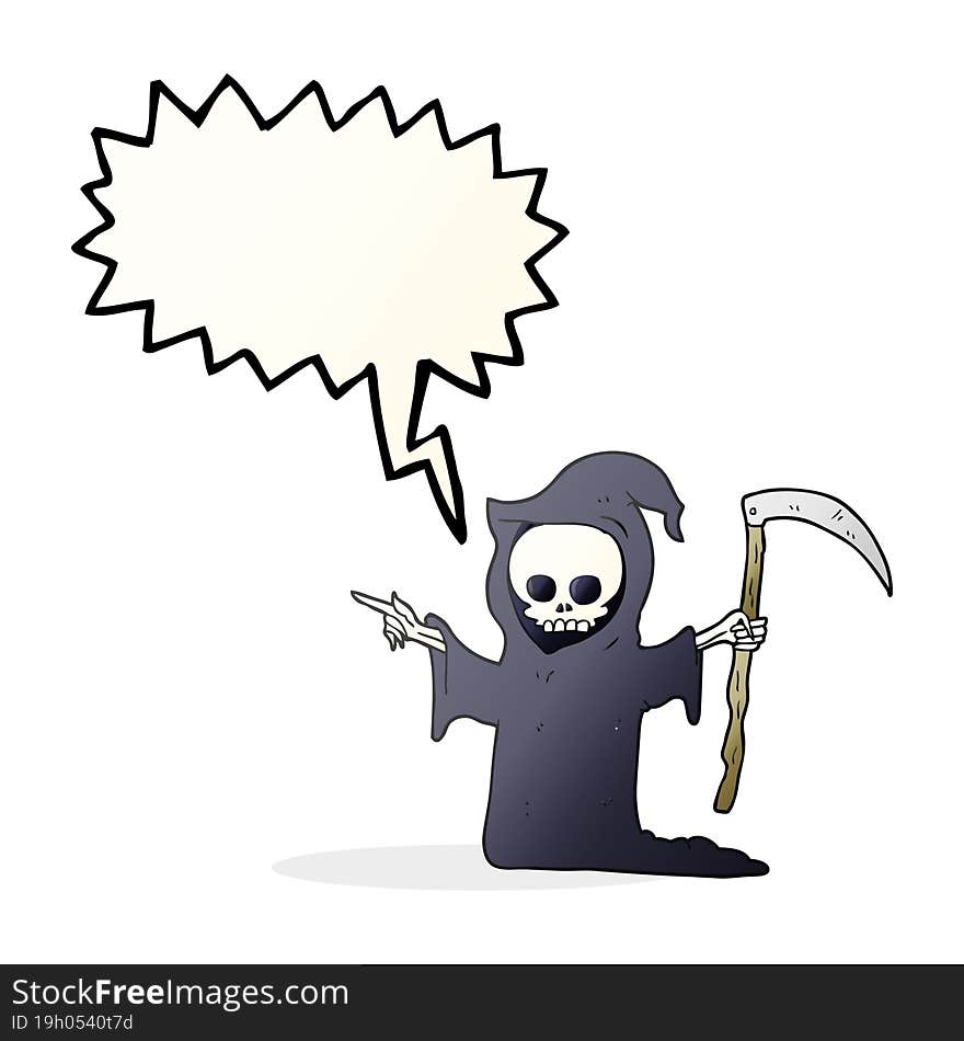 Speech Bubble Cartoon Death With Scythe