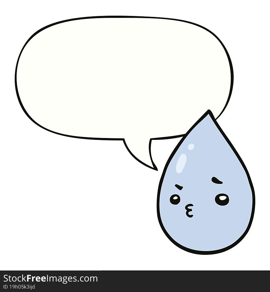 cartoon cute raindrop and speech bubble