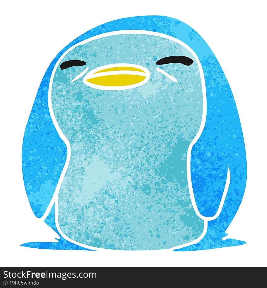 retro cartoon kawaii of a cute penguin