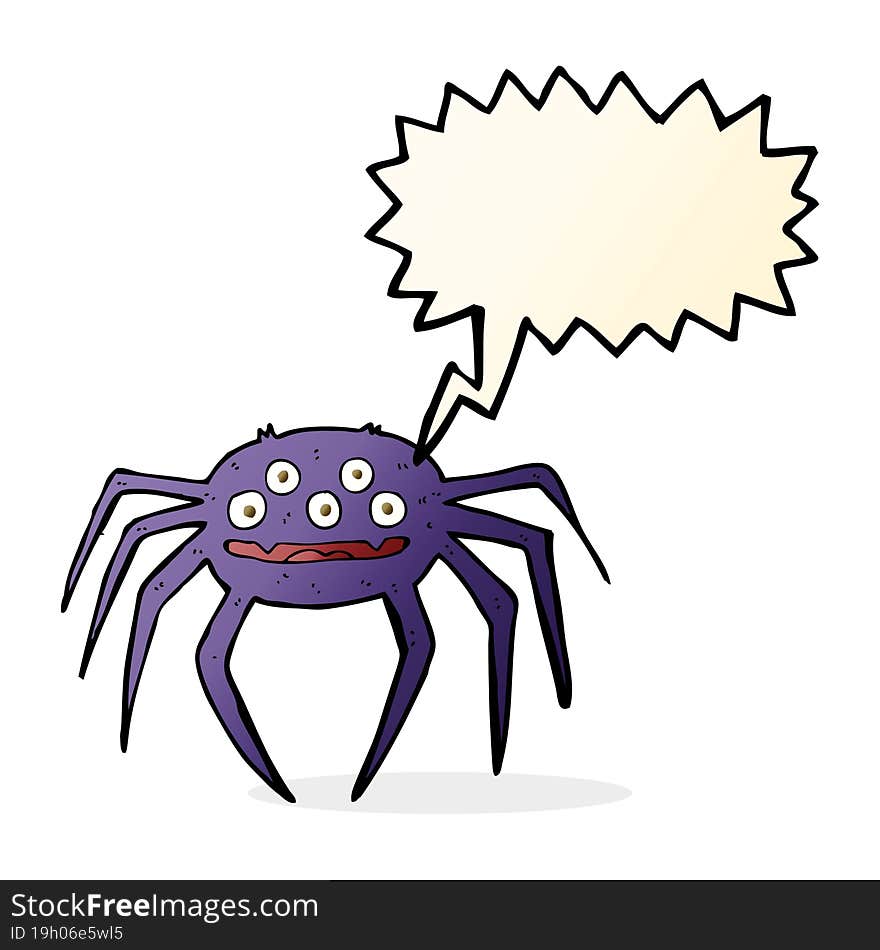 Cartoon Halloween Spider With Speech Bubble