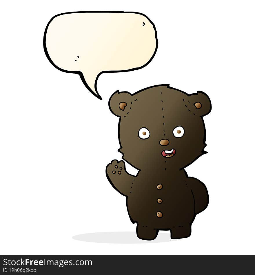 cute cartoon black bear with speech bubble