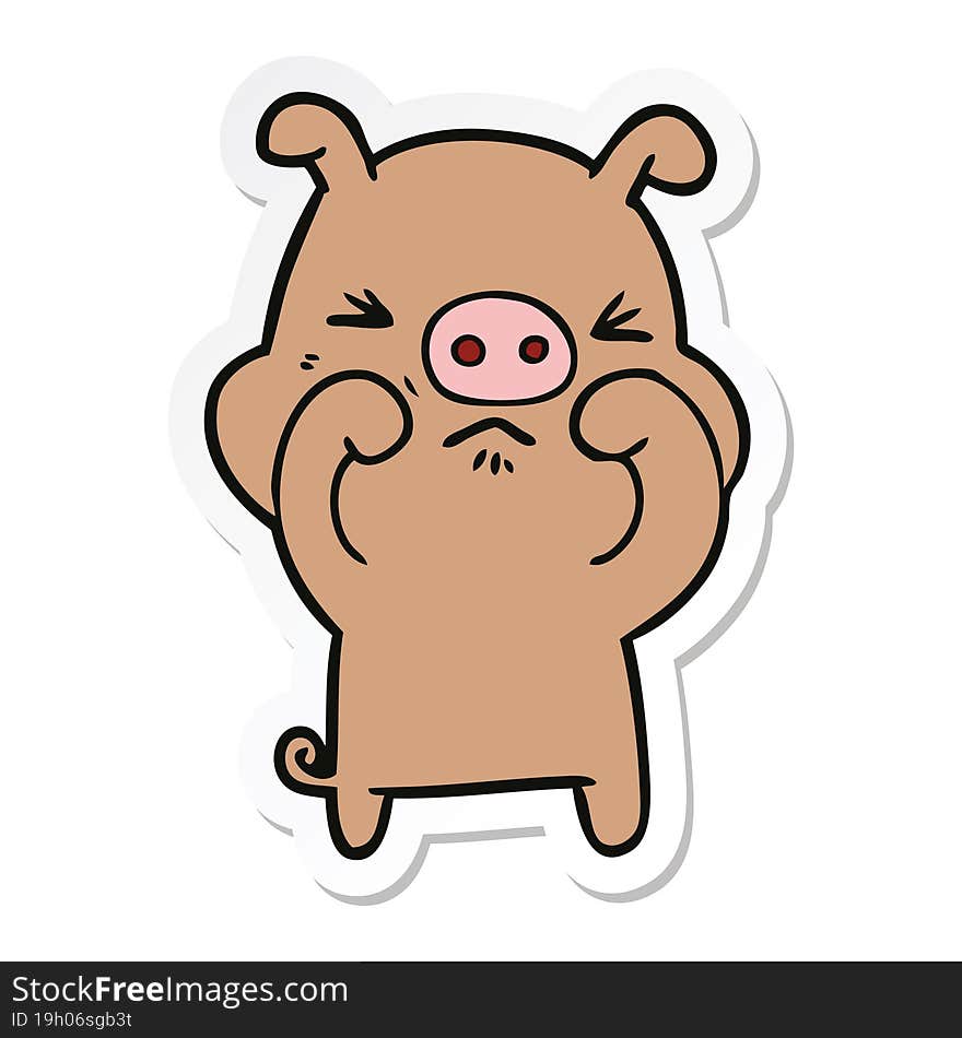 sticker of a cartoon grumpy pig