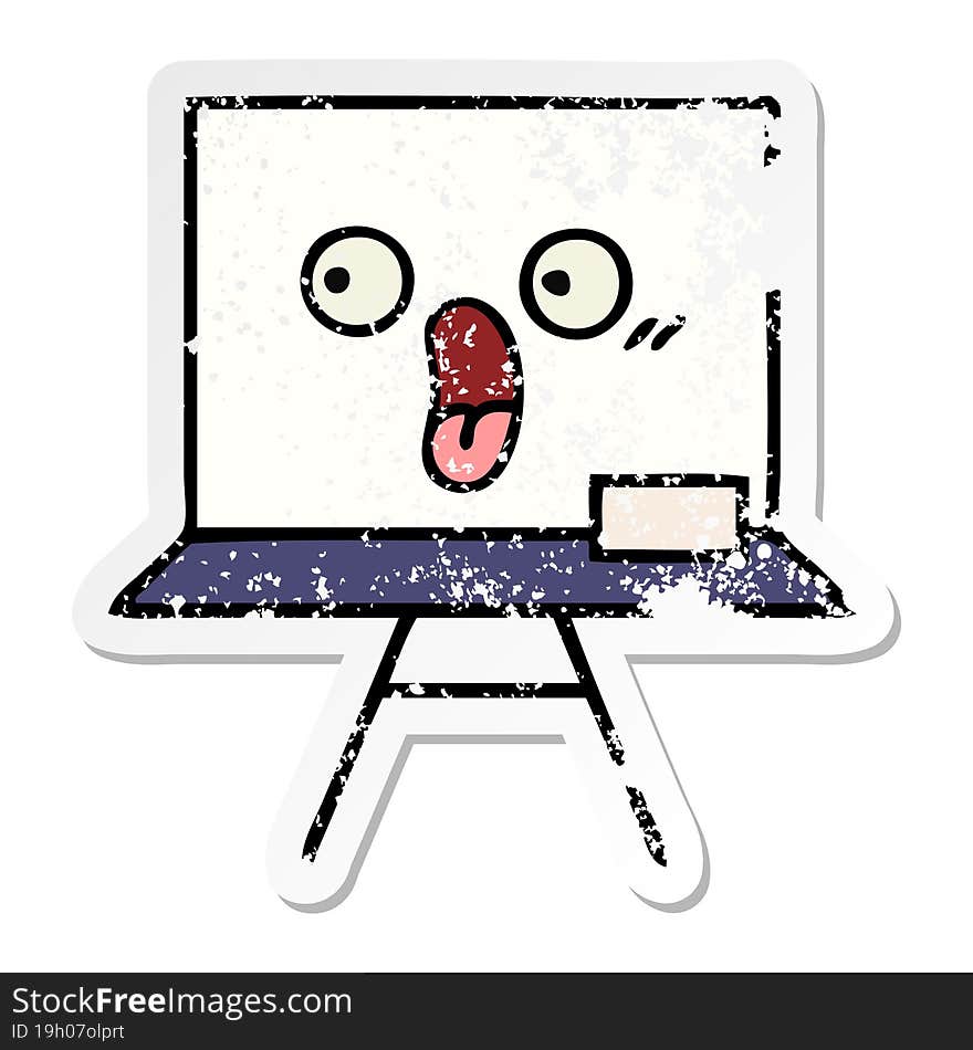 distressed sticker of a cute cartoon white board