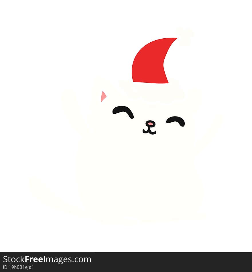 hand drawn christmas cartoon of kawaii cat