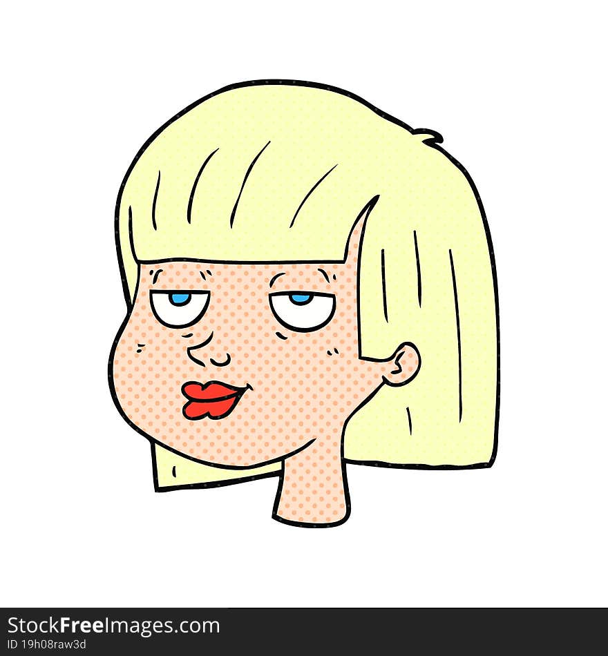 freehand drawn cartoon female face