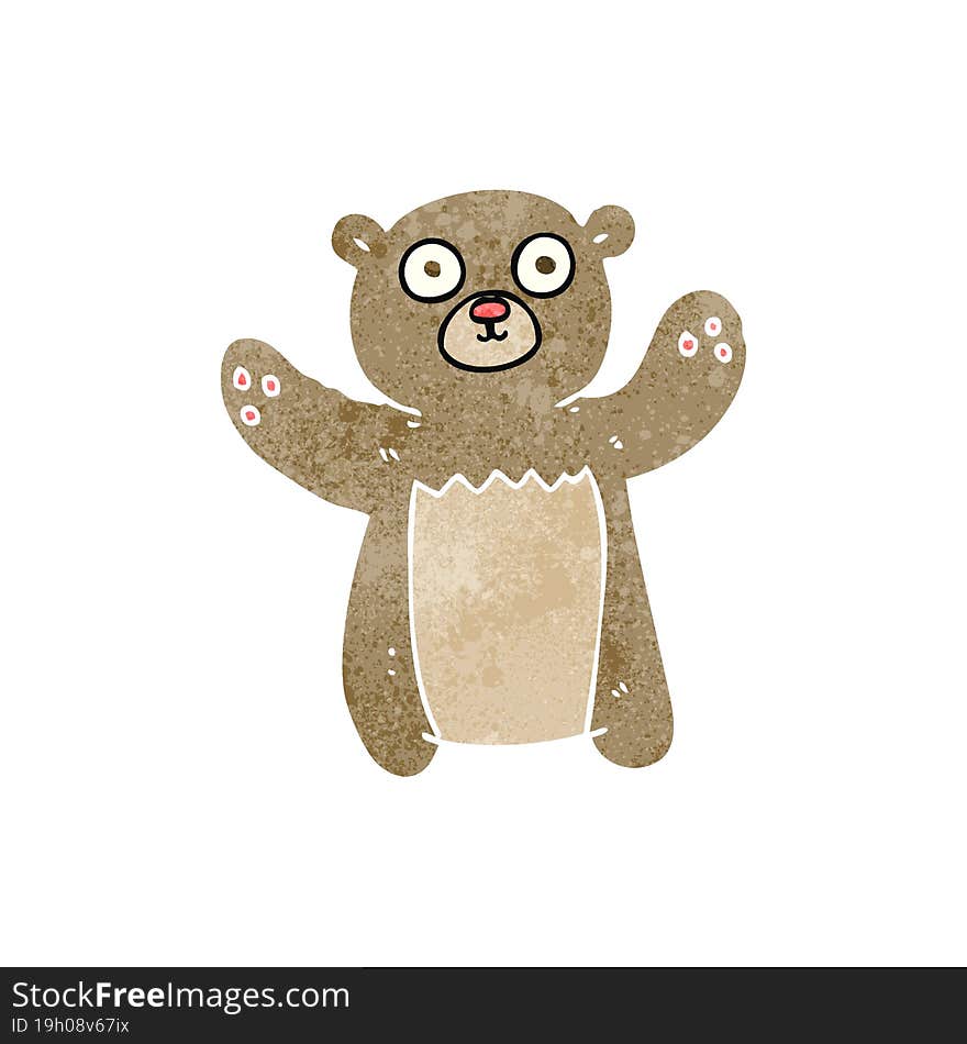 freehand retro cartoon teddy bear