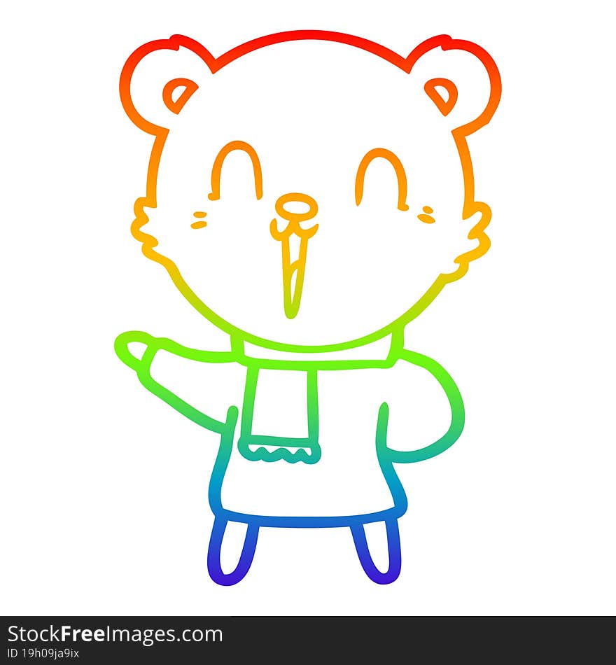 rainbow gradient line drawing happy cartoon polar bear