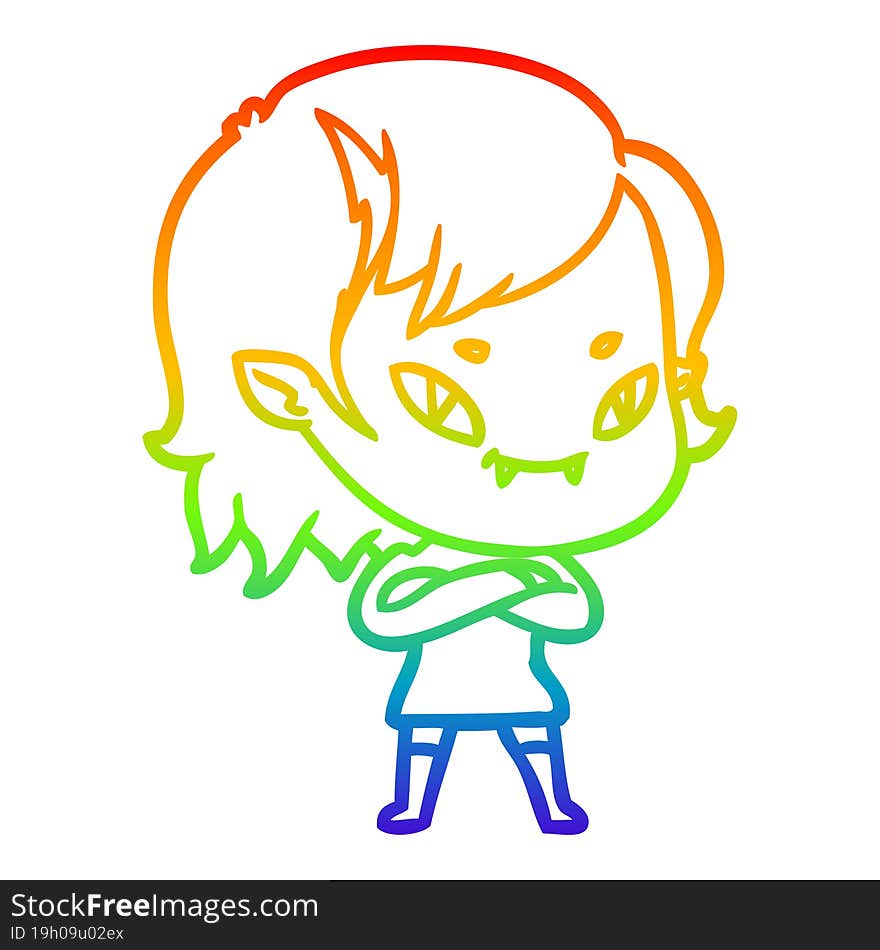 rainbow gradient line drawing cartoon friendly vampire girl