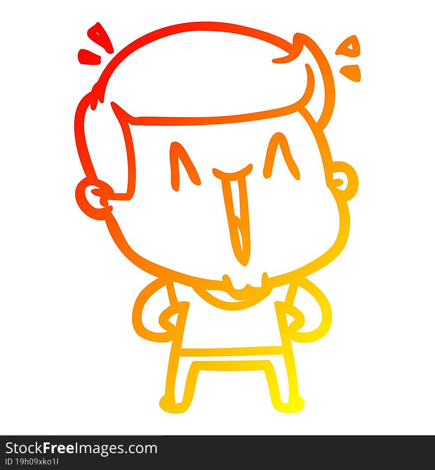 Warm Gradient Line Drawing Cartoon Excited Man