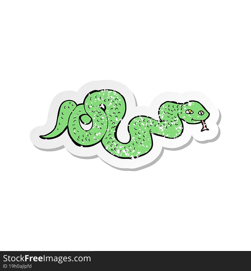 retro distressed sticker of a cartoon snake