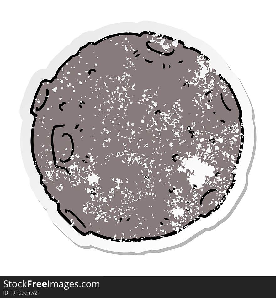 distressed sticker of a cartoon moon