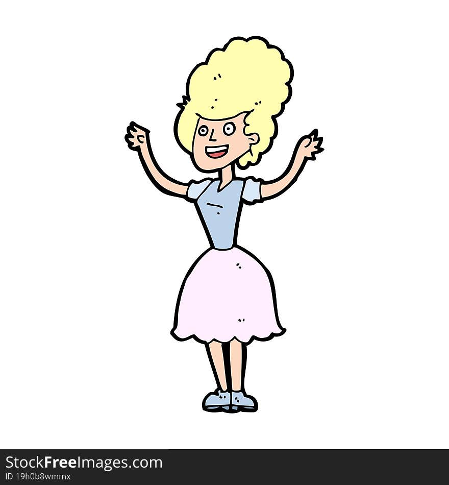 cartoon happy 1950\'s woman