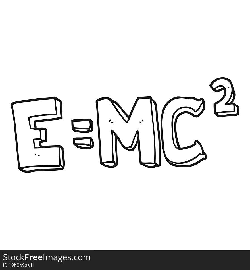 black and white cartoon science formula