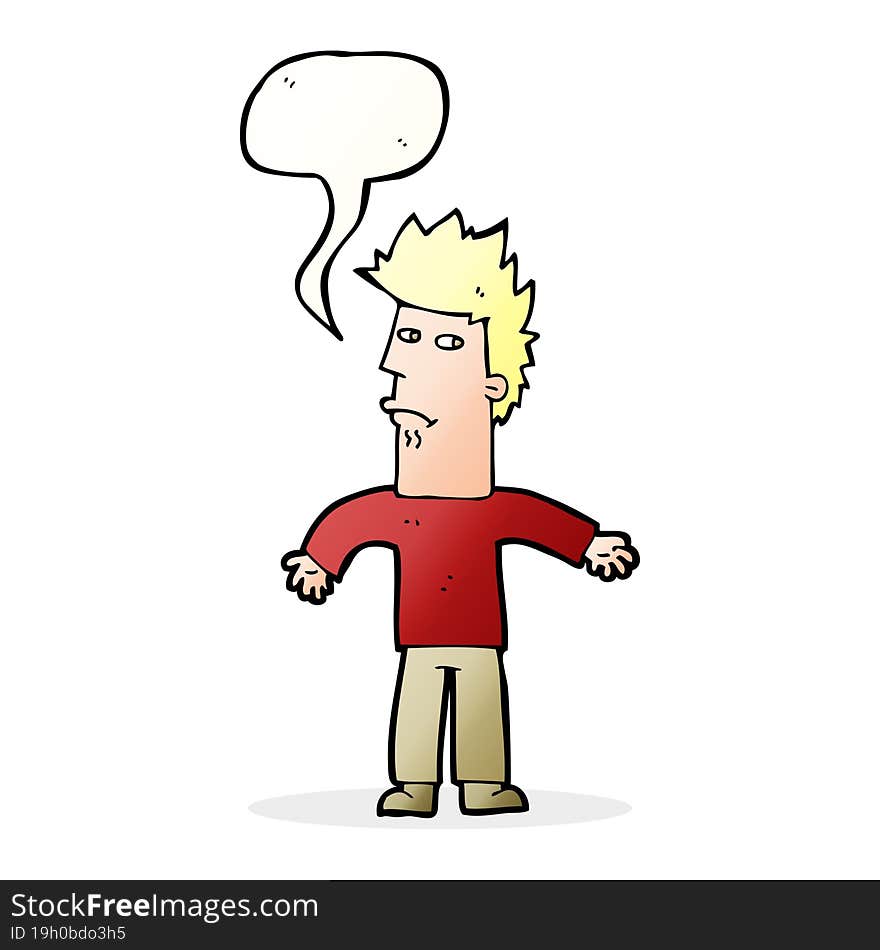 cartoon confused man with speech bubble