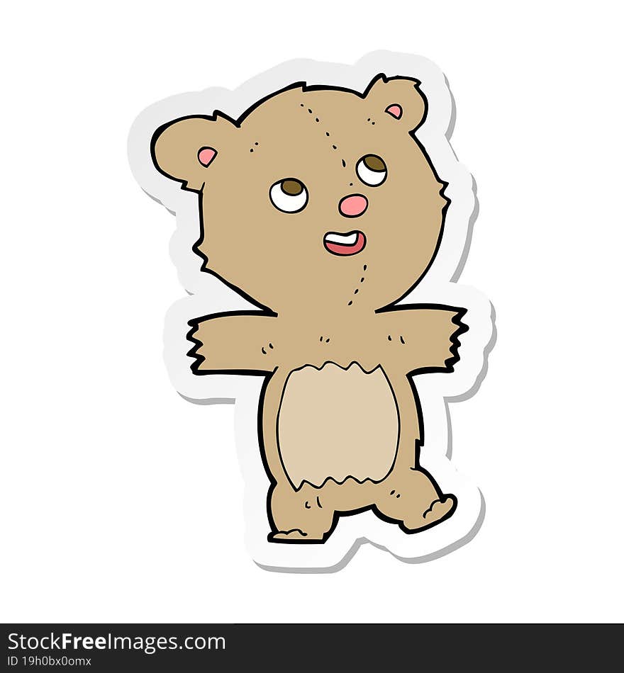 sticker of a cartoon teddy bear