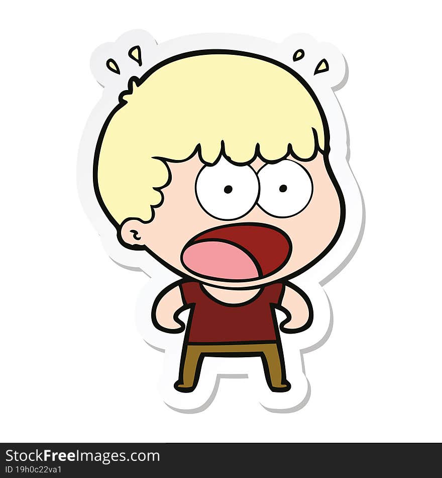 Sticker Of A Cartoon Shocked Man