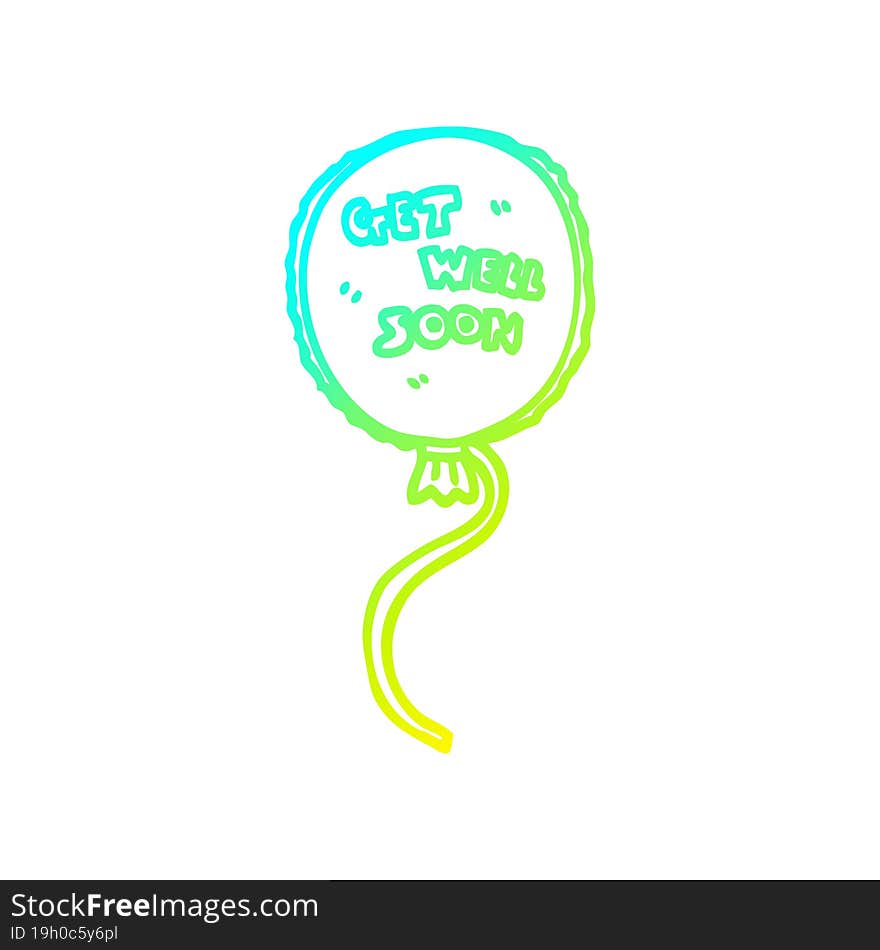 cold gradient line drawing cartoon get well soon balloon