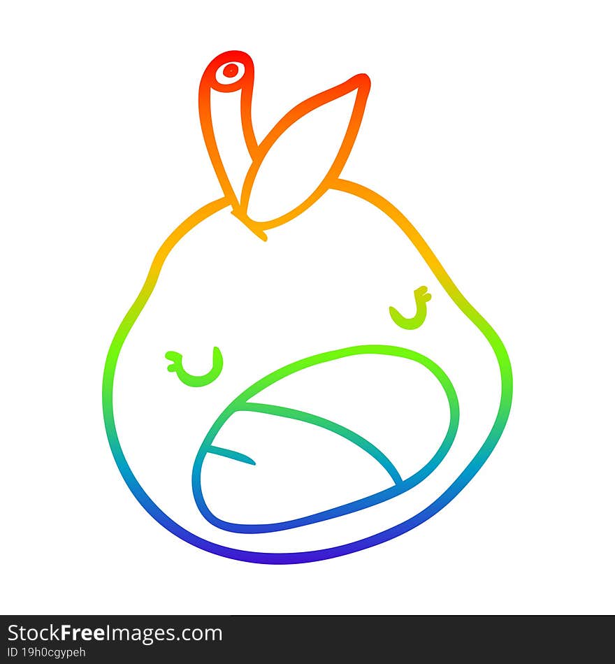 rainbow gradient line drawing cute pear