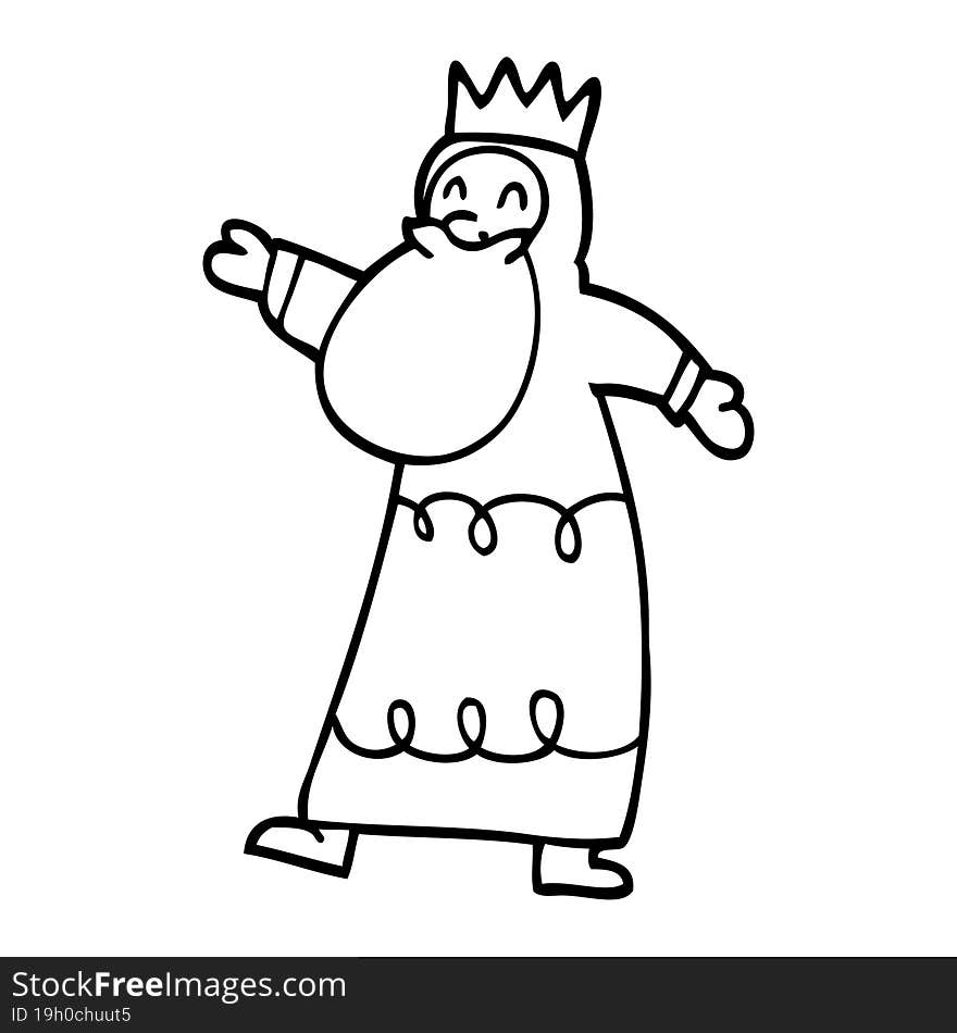 line drawing cartoon wise king