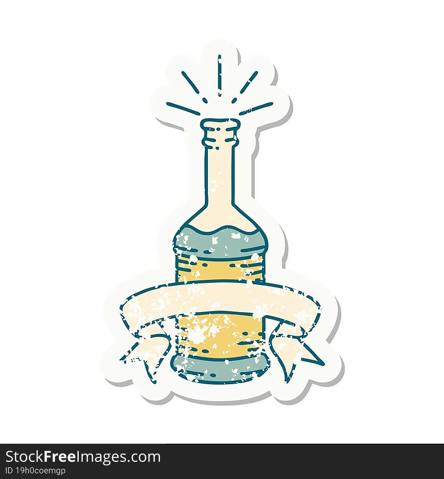 Grunge Sticker Of Tattoo Style Beer Bottle