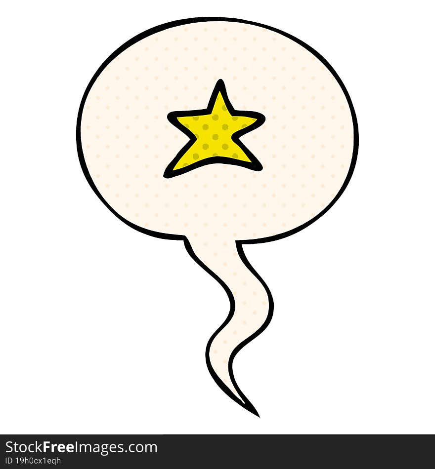 Cartoon Star Symbol And Speech Bubble In Comic Book Style