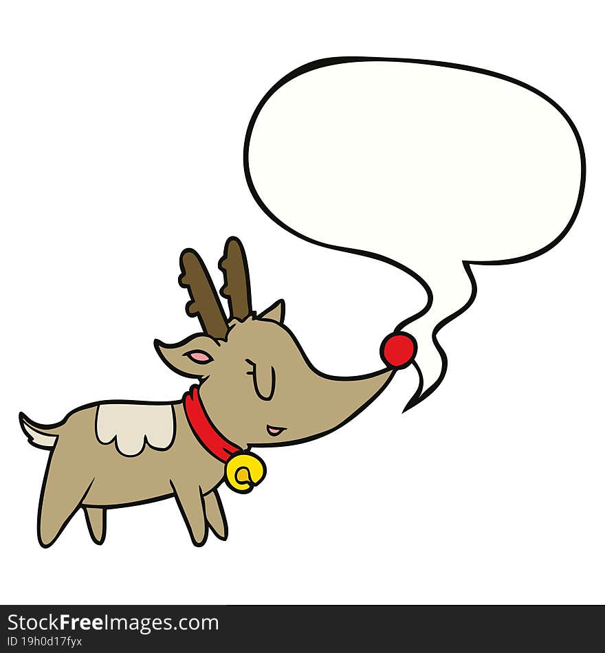 cartoon christmas reindeer and speech bubble