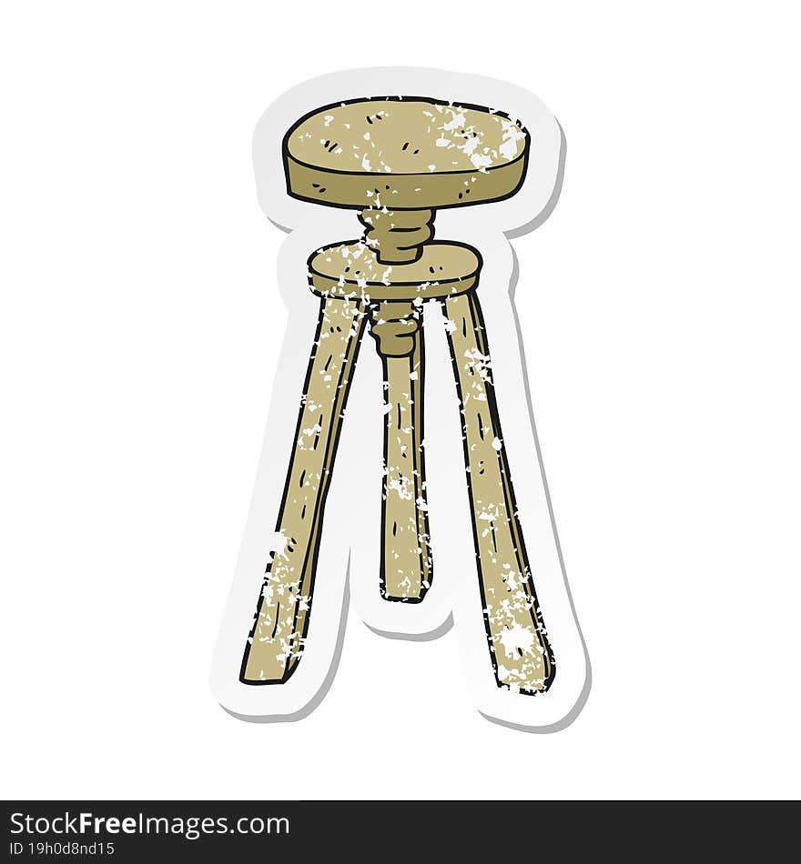 retro distressed sticker of a cartoon artist stool