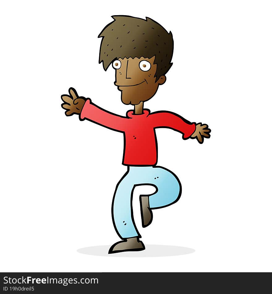 cartoon happy man dancing