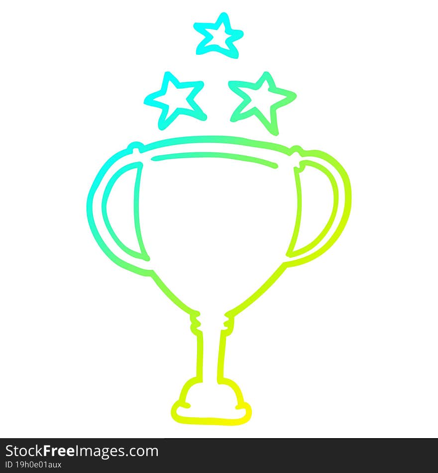 cold gradient line drawing cartoon sports trophy