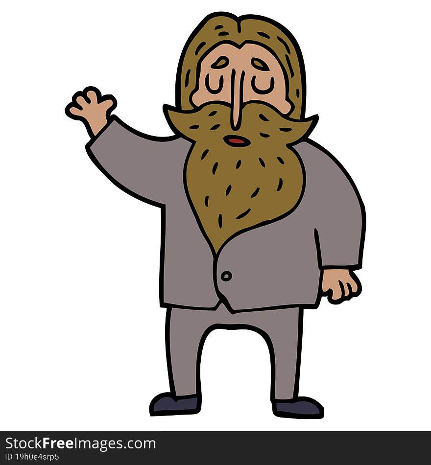 cartoon doodle old man waving