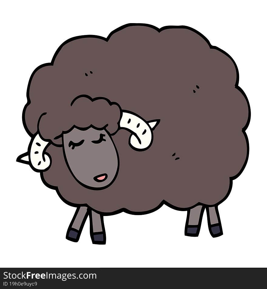 cartoon doodle black sheep