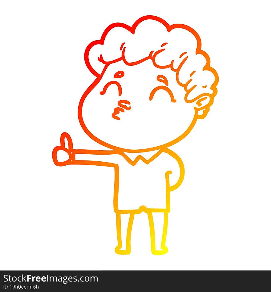 Warm Gradient Line Drawing Cartoon Man Pouting