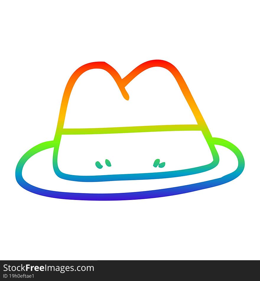 rainbow gradient line drawing cartoon old style hat